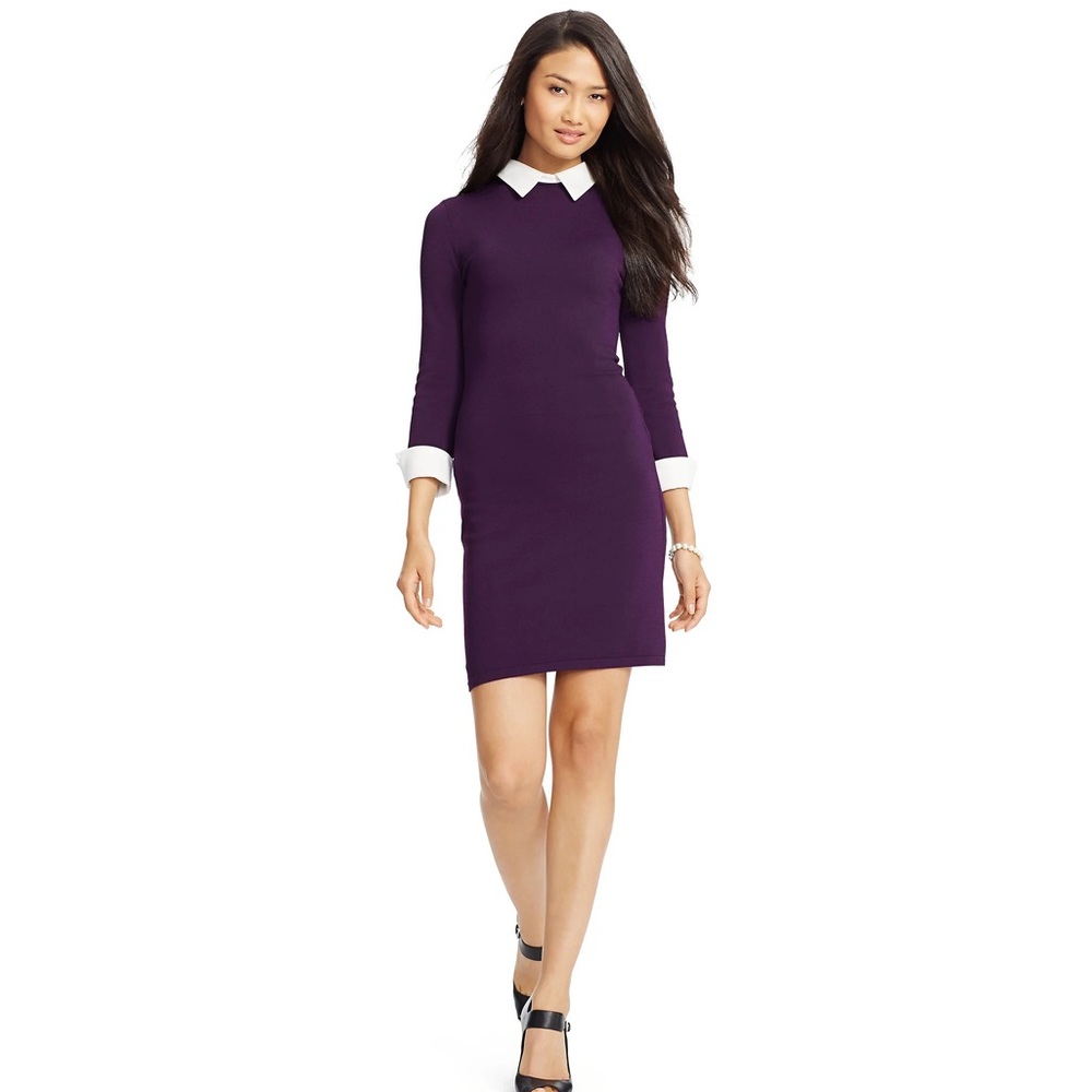 Ralph Lauren Contrast Collar Sweater Dress
